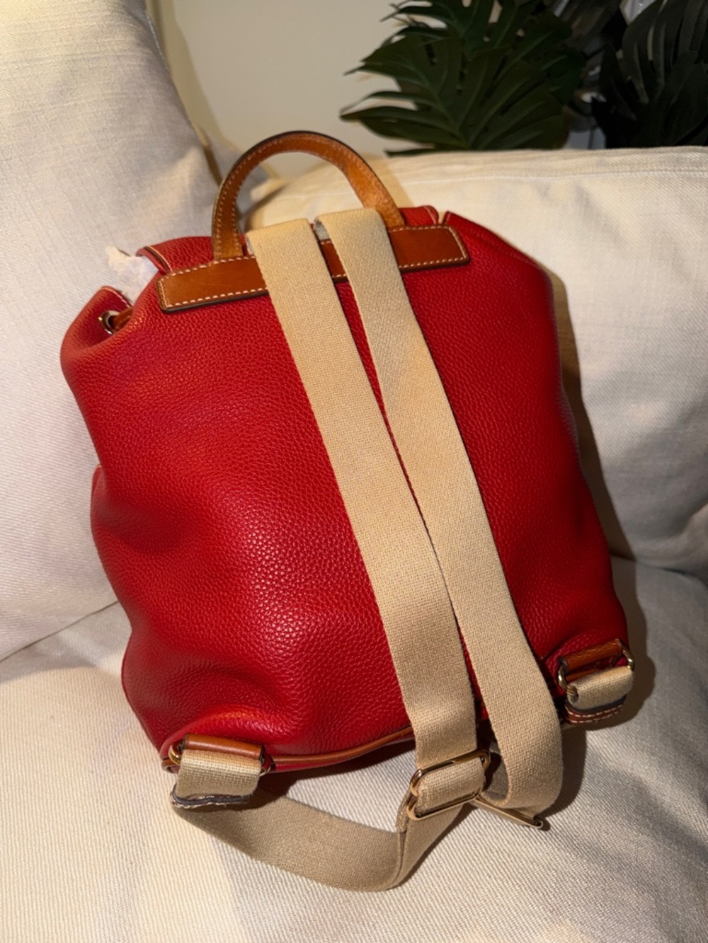 Dooney & Bourke Red Pebbled Murphy Backpack - Picture 2 of 3